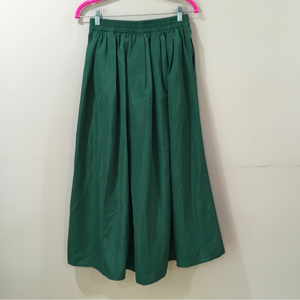 ZARA Maxi Skirt Voluminous Green Women XS-S Pull On Nylon Pocket New 2731/062 - Picture 5 of 10
